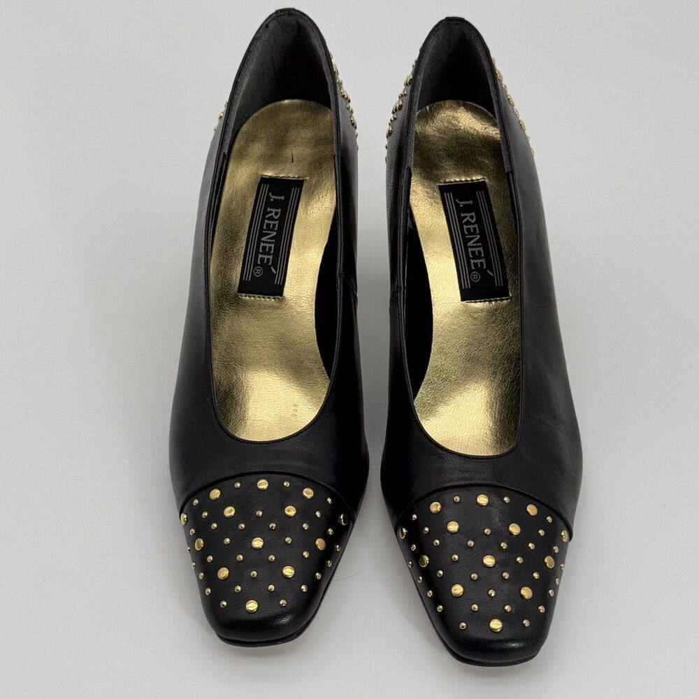 J. Renee Vintage Y2K Studded Leather Heels Size 7 Leather Original Box